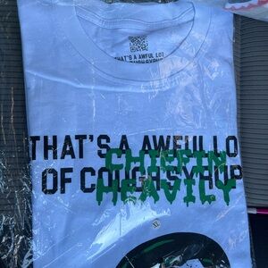 Cav Empt White T-Shirt with Green and Black Cartoon Graphic